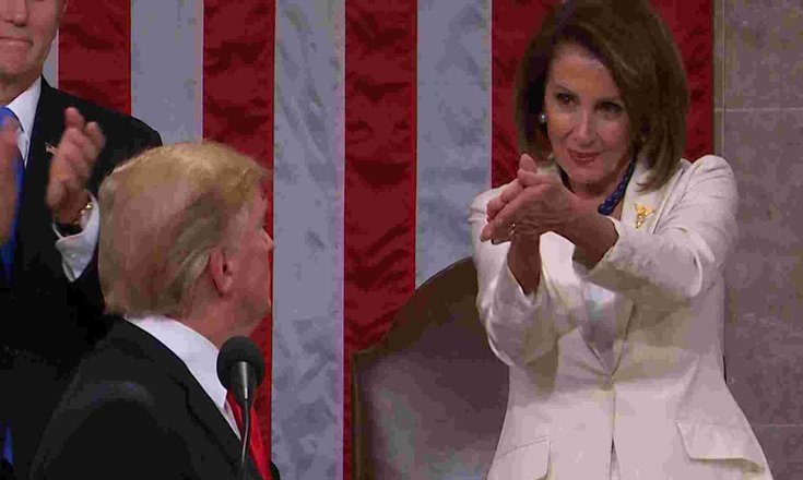 Pelosi clapping mockingly at Trump