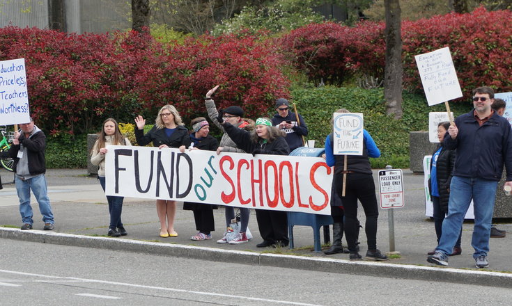 Protestors outside of North Seattle College